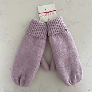 Indigo Love & Lore Outdoor Sherpa Lined Knit Acrylic Nylon Mittens Soft Lilac OS